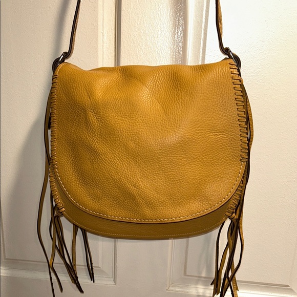 Coach 1941 Whipstitch Saddlebag Fringe Braided Pebbled Leather